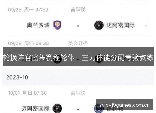轮换阵容密集赛程轮休，主力体能分配考验教练